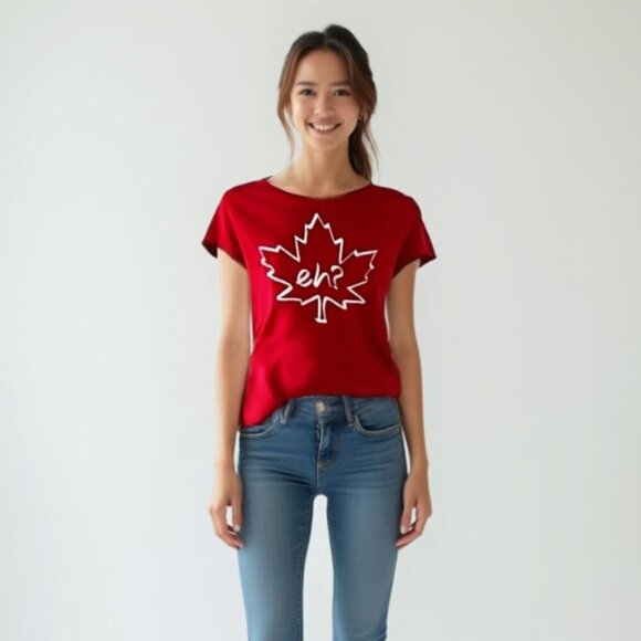 **Maple leaf Red Graphic Women's Top M - Picture 1 of 7